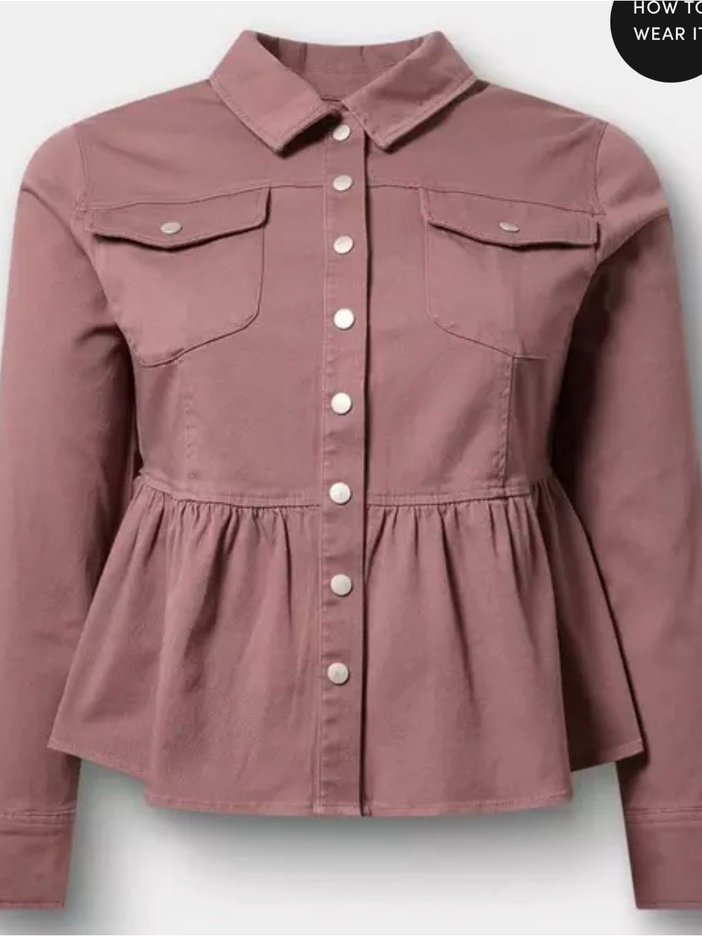 Torrid Dusty Pink Button-Front Peplum Jacket Size 5